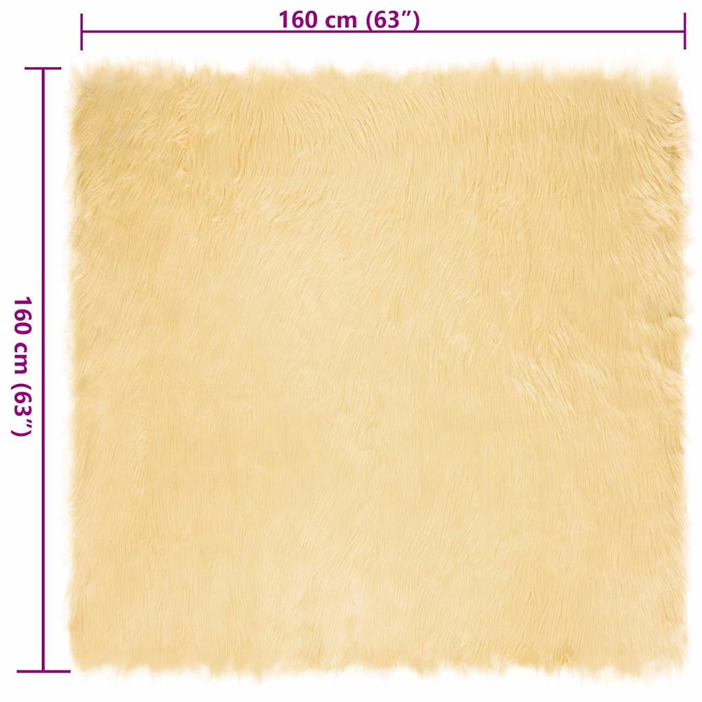 Nepleer Schapenvacht Tapijt Crème 160 x 160 cm Polyester