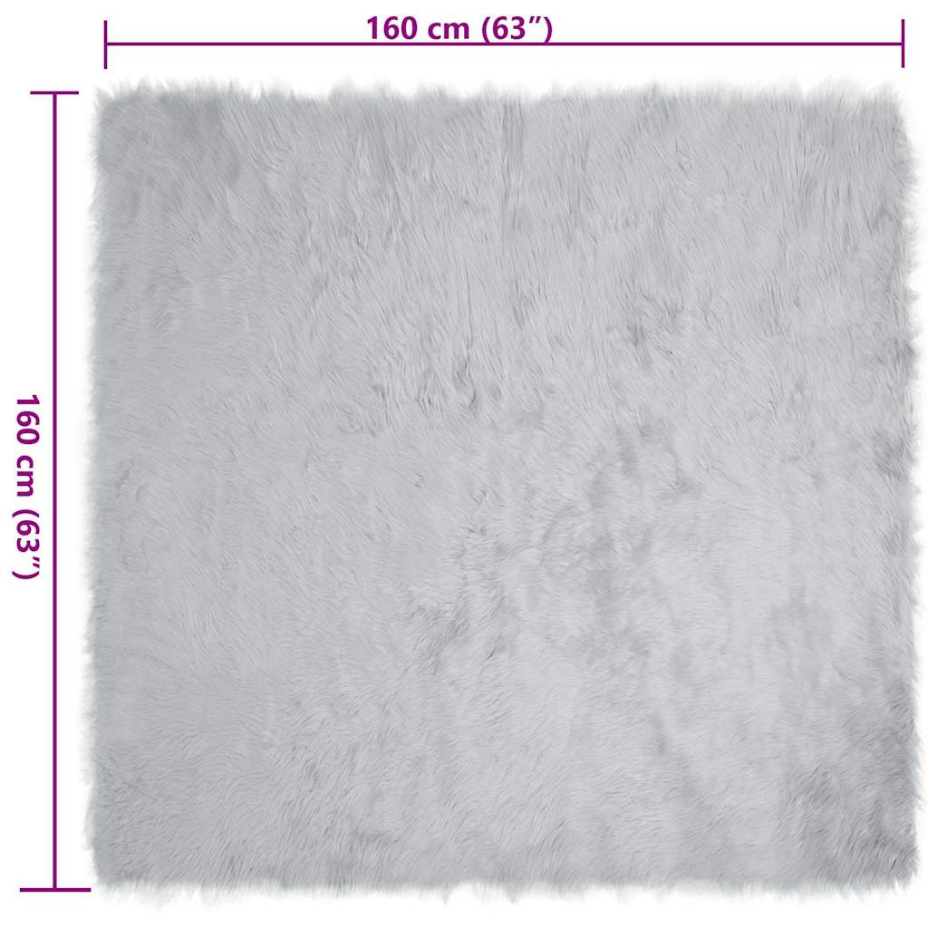 Nepleer Schapenvacht Tapijt Grijs 160 x 160 cm Polyester