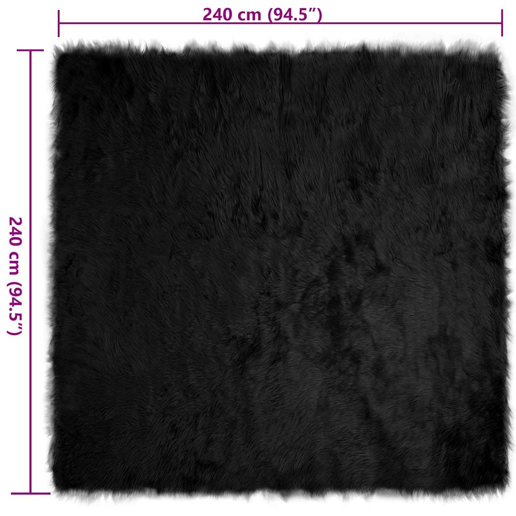 Nepleer Schapenvacht Tapijt Zwart 240 x 240 cm Polyester