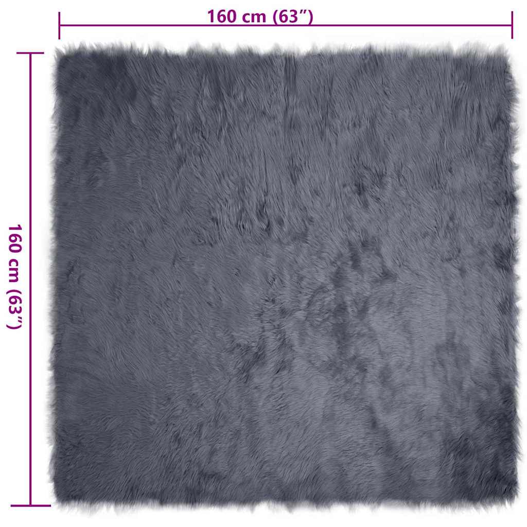 Nepleer Schapenvacht Tapijt Antraciet 160 x 160 cm Polyester