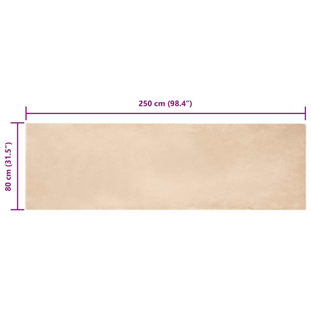 Nep Konijnenbont Tapijt Beige 80 x 250 cm Polyester