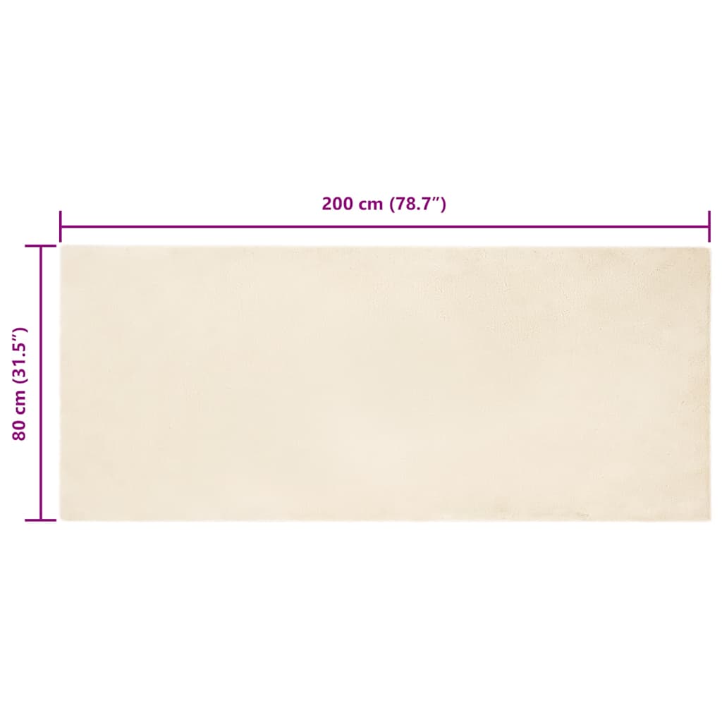 Nep Konijnenbont Tapijt Crème 80 x 200 cm Polyester