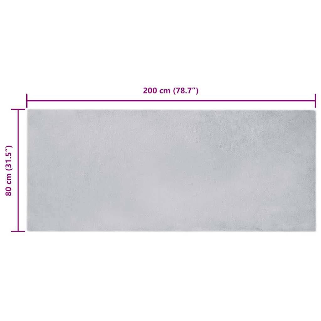 Nep Konijnenbont Tapijt Grijs 80 x 200 cm Polyester