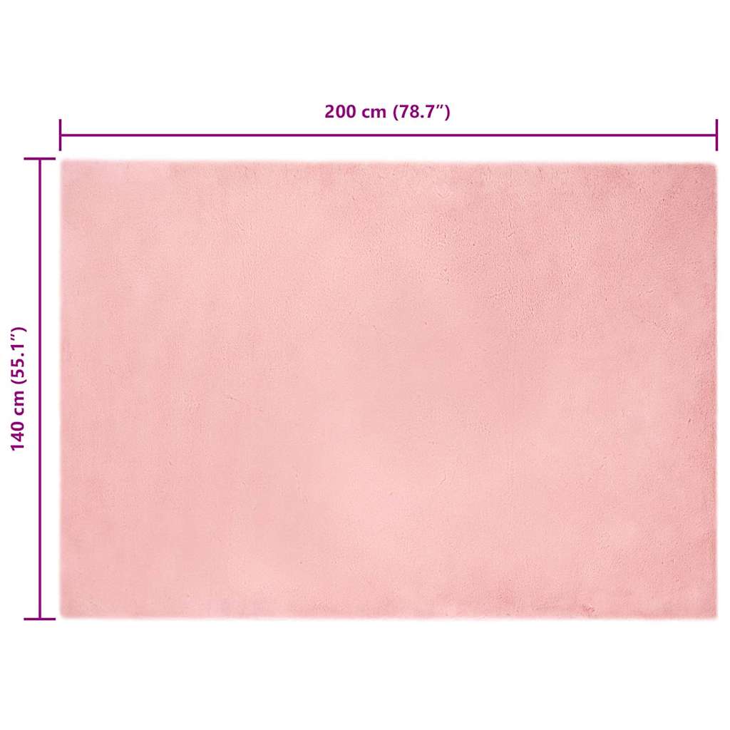Nep Konijnenbont Tapijt Roze 140 x 200 cm Polyester