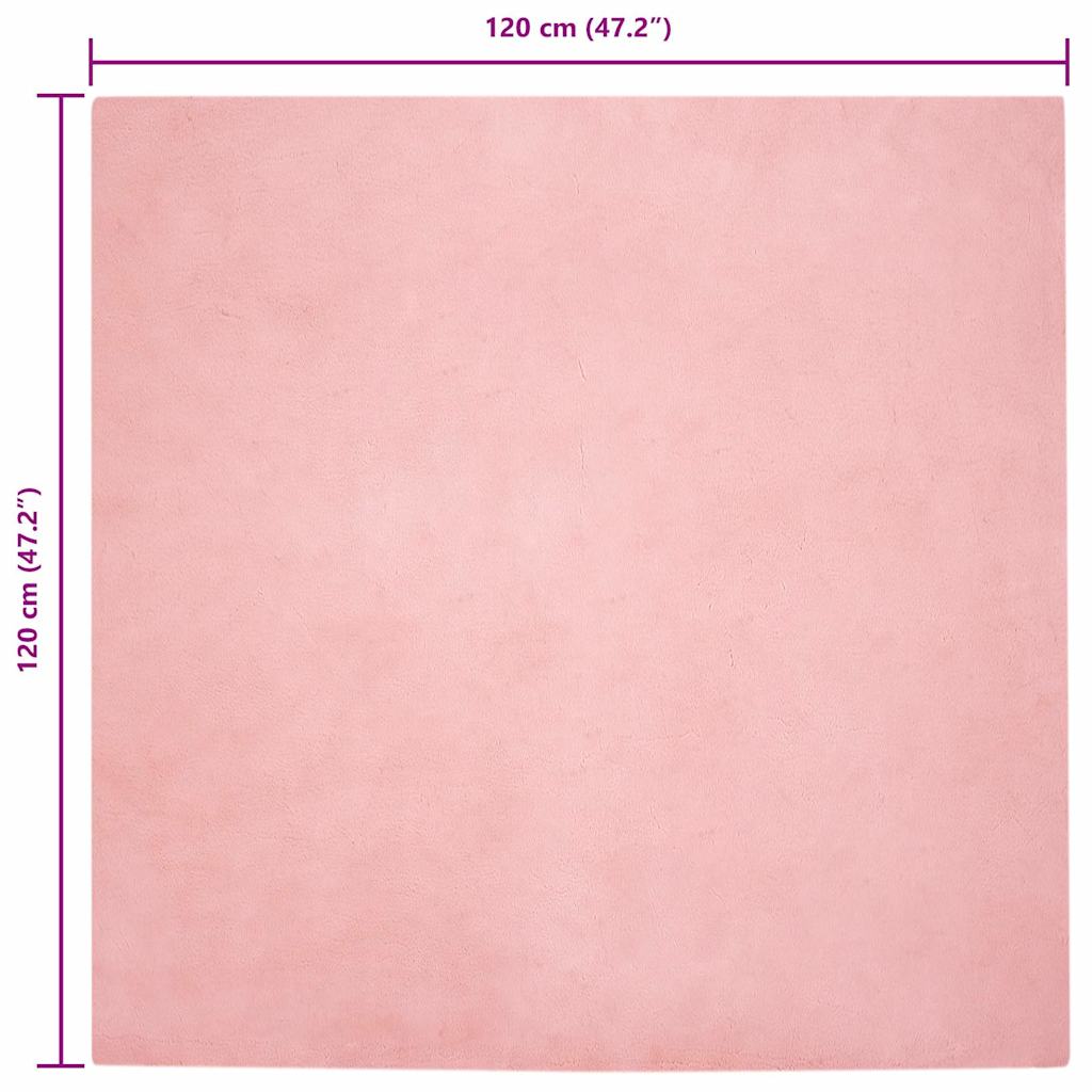Nep Konijnenbont Tapijt Roze 120 x 120 cm Polyester