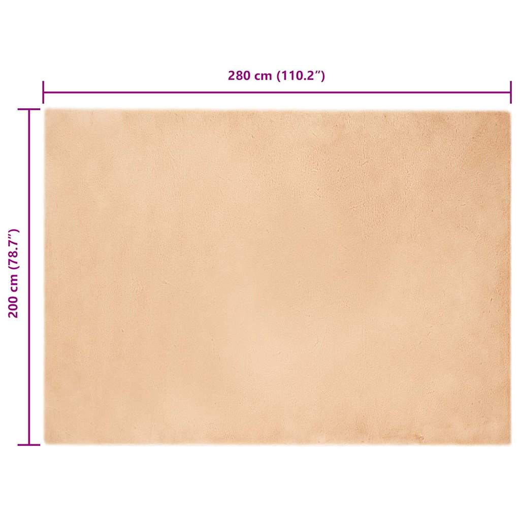 Nep Konijnenbont Tapijt Taupe 200 x 280 cm Polyester