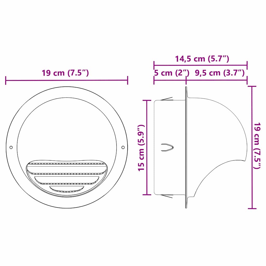 Luchtventilatie roosters 8 pcs Zilver 150 mm Roestvrij staal