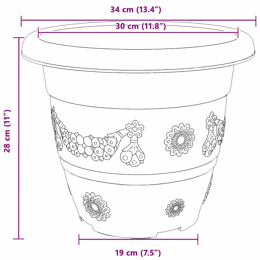 Ronde Bloempot 24 pcs Zwart Ø 26 x 21.5 cm Kunststof