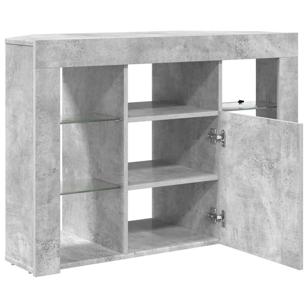 Hoek LED TV Kast Beton Grijs 103 x 40 x 68 cm Bewerkt hout