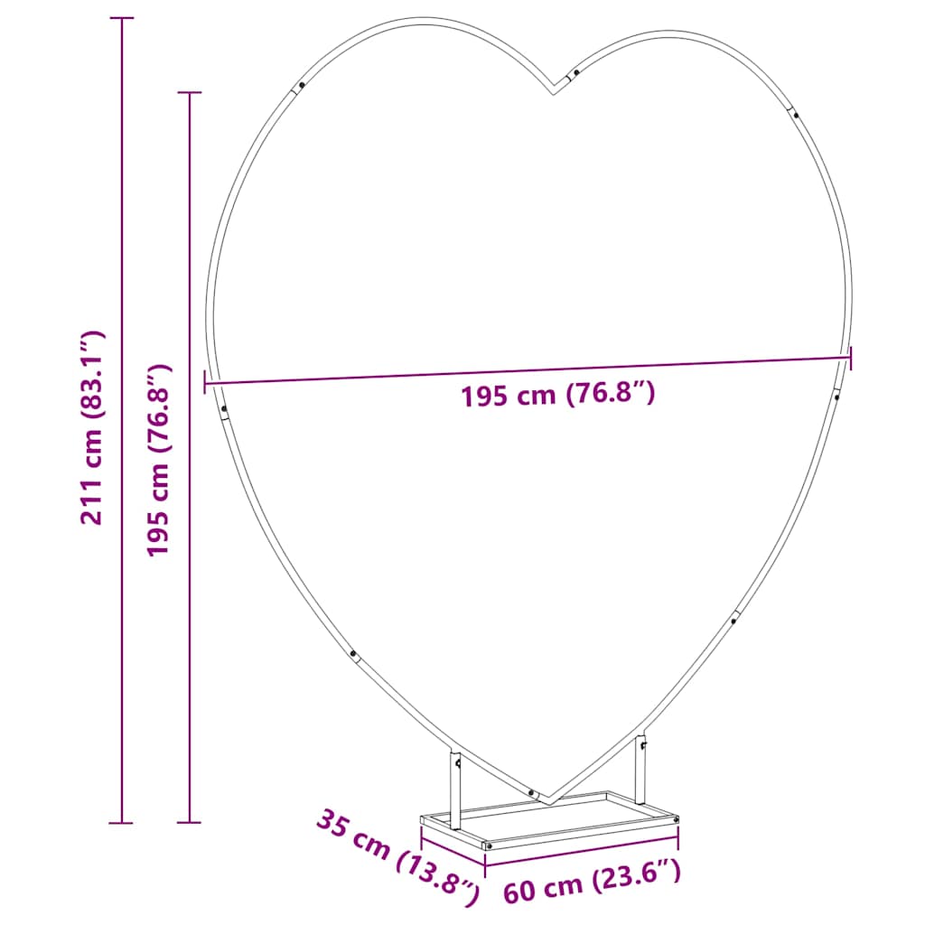 Trouwrand Wit 195 x 35 x 211 cm Staal