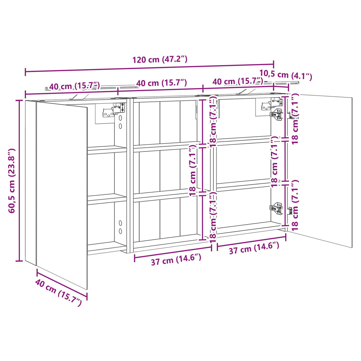 Badkamerkastenset 3 st 120 x 10,5 x 60,5 cm Bewerkt hout
