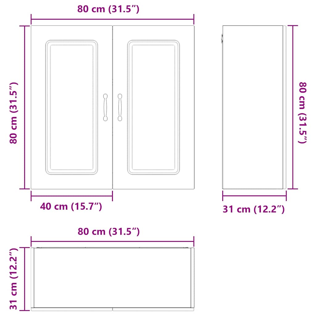 Keukenkast aan de muur met plank Grijs Sonoma 80 x 31 x 80 cm
