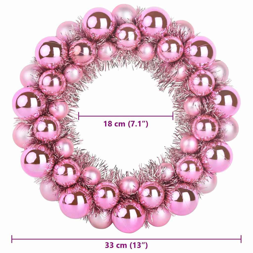 Kerstbal Kransen 2 pcs Roze 33 x 33 x 7 cm Polystyreen