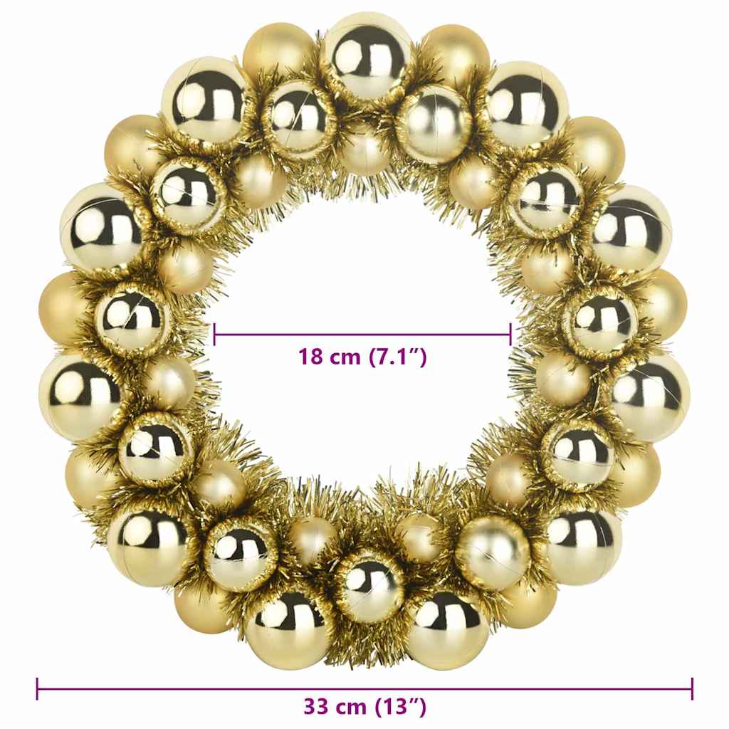 Kerstbal Kransen 2 pcs Goud 33 x 33 x 7 cm Polystyreen
