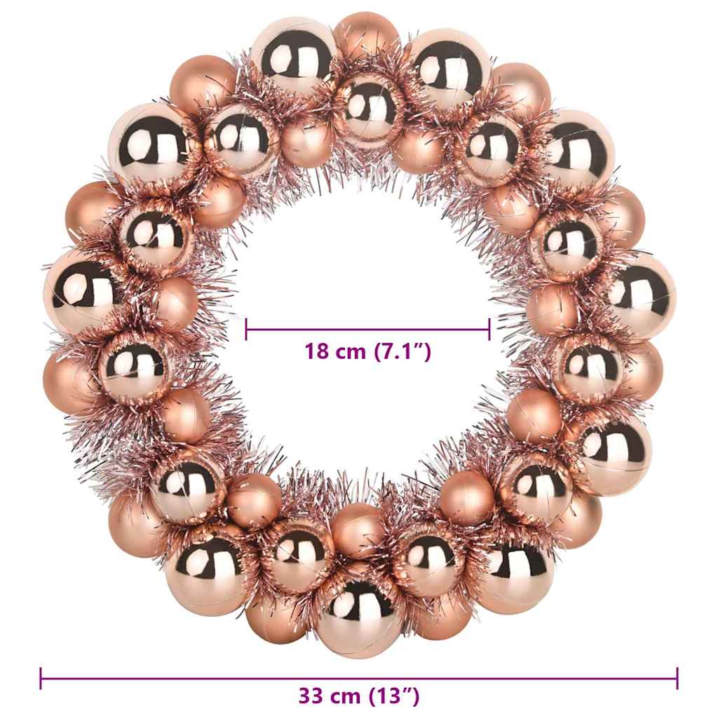 Kerstbal Kransen 2 pcs Rose Gold 33 x 33 x 7 cm Polystyreen