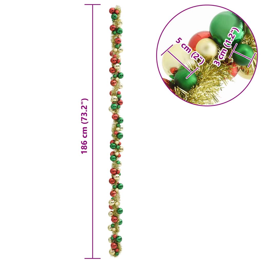 Kerstbal Guirlande Multikleur 186 cm Polystyreen