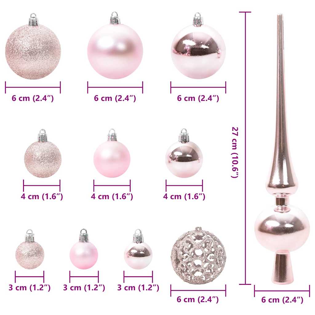 Kerstbal Set met 150 LED 61 pcs Roze Kunststof