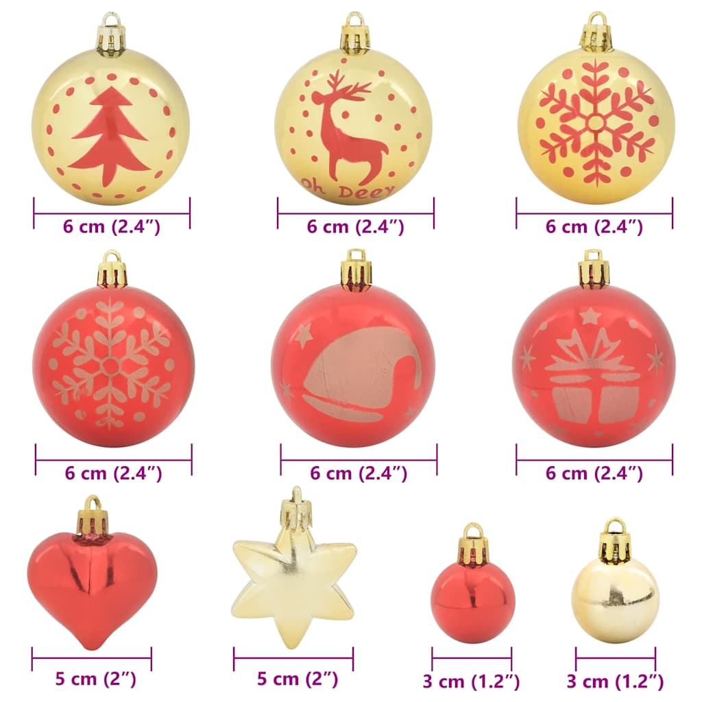 Kerstbal Set 40 pcs Goud en Rood