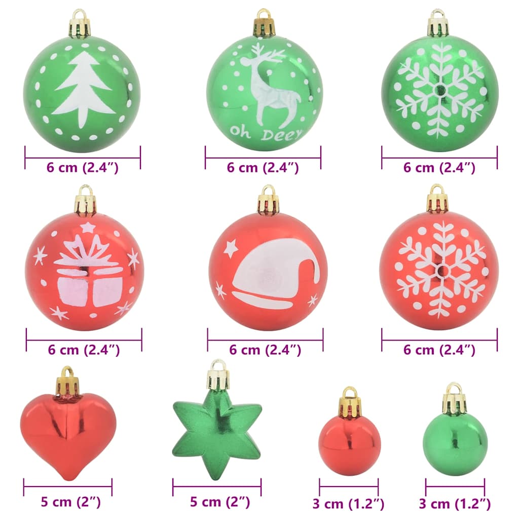 Kerstbal Set 40 pcs Rood en groen