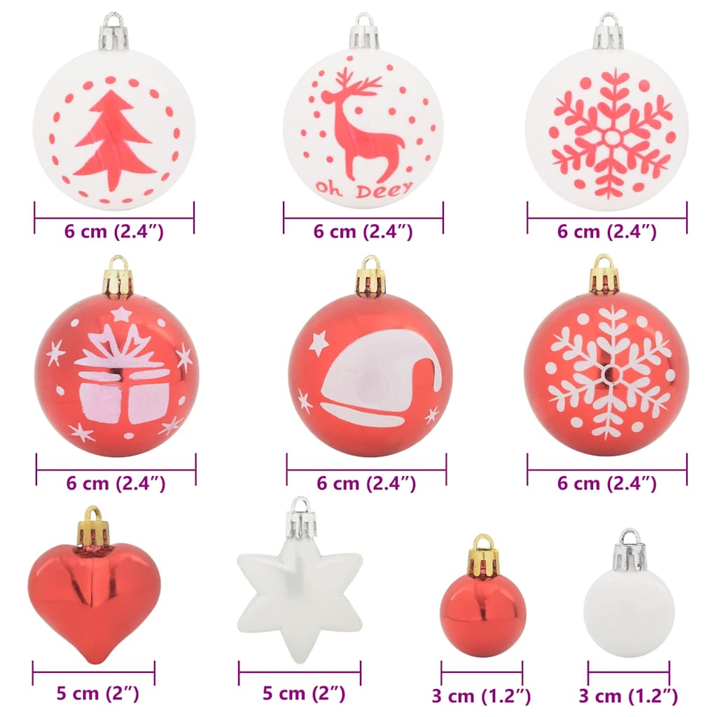 Kerstbal Set 40 pcs Rood en Wit