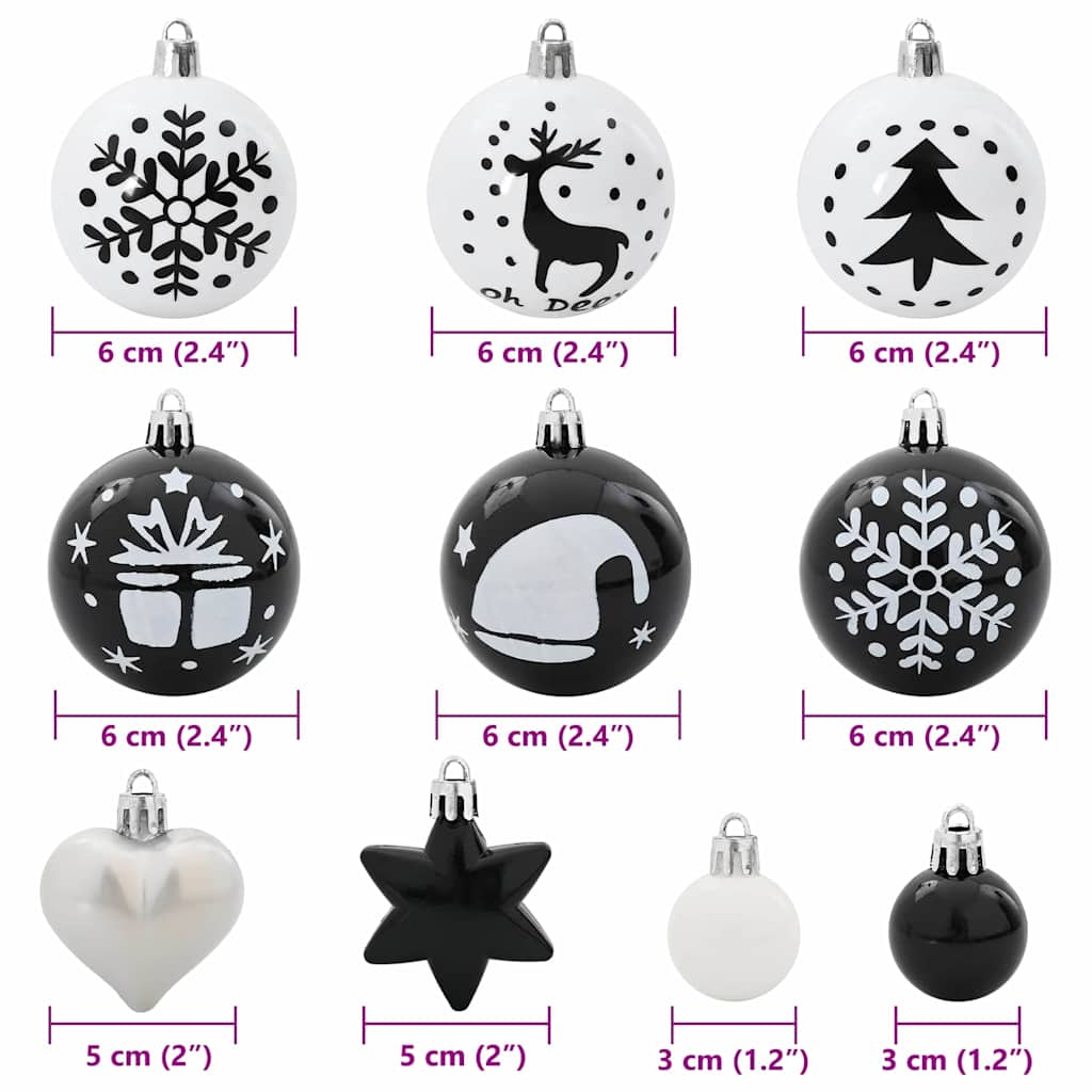 Kerstbal Set 40 pcs Zwart en Wit