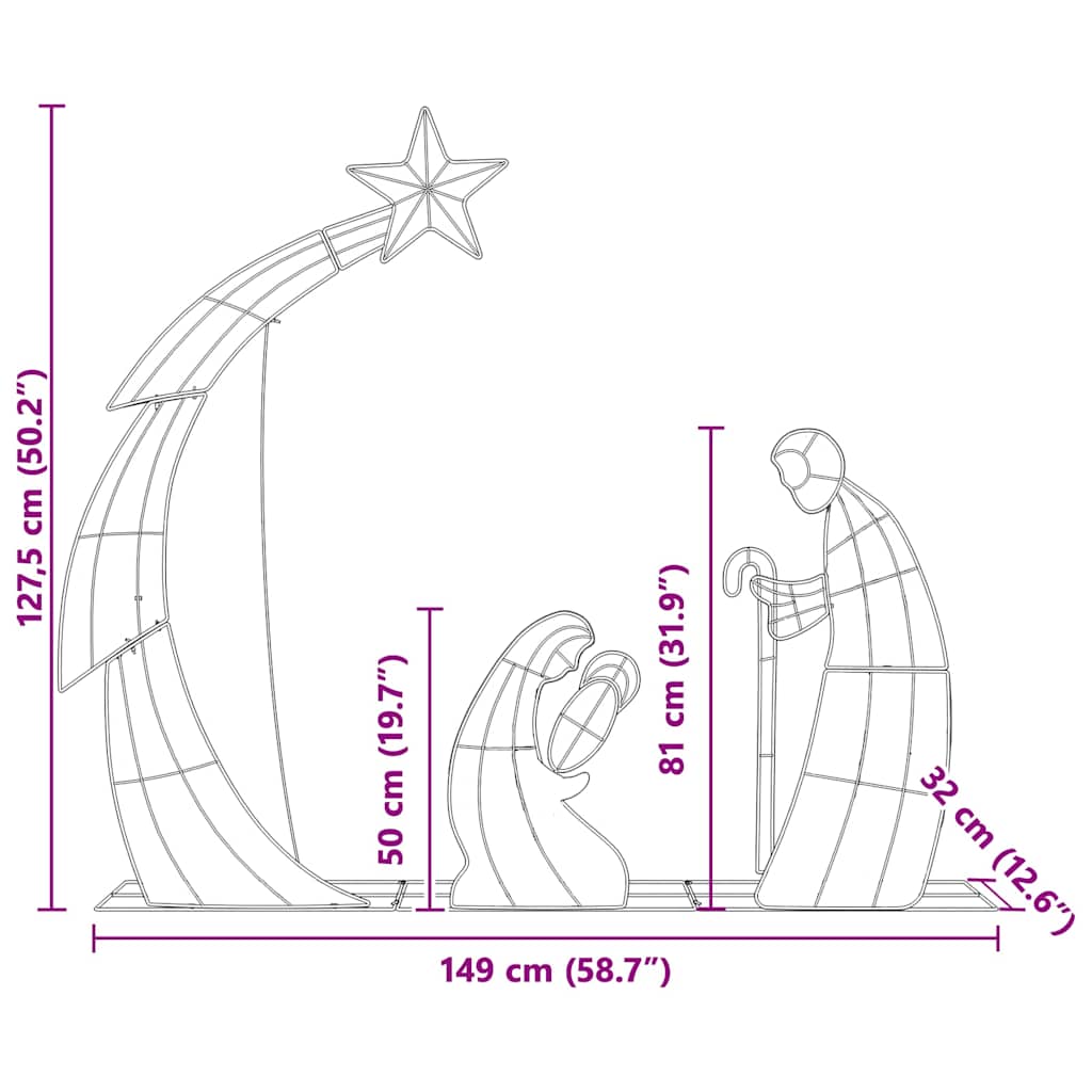 Kerststal Scene LED's Warmwit 149 x 32 x 127,5 cm Polyester