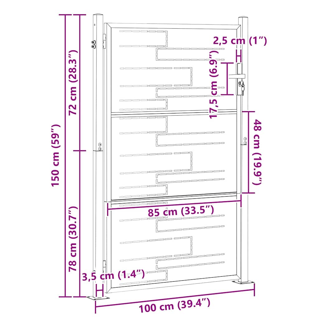 Tuinpoort Met Slot Zilver 100 X 150 Cm Roestvrij Staal