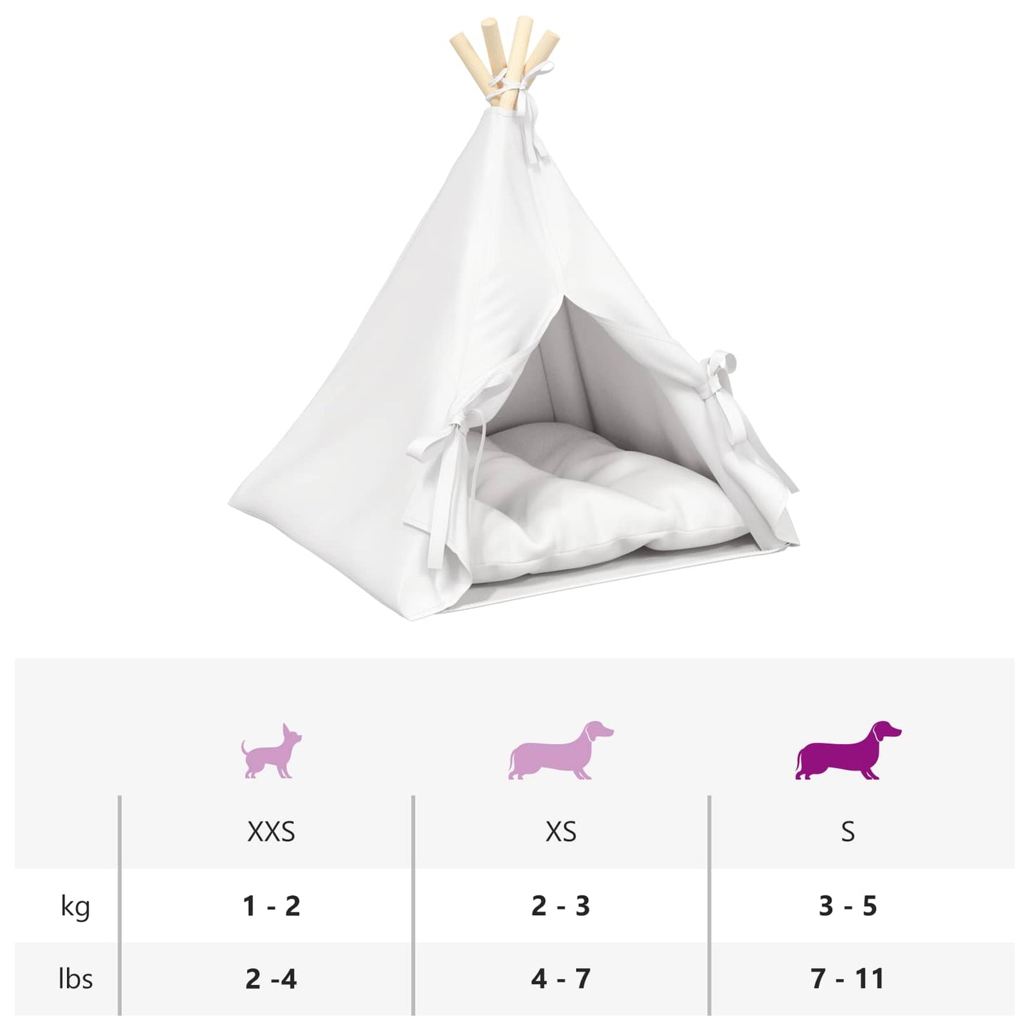 Dieren teepee met kussen Wit 50 x 50 x 60 cm Polyester