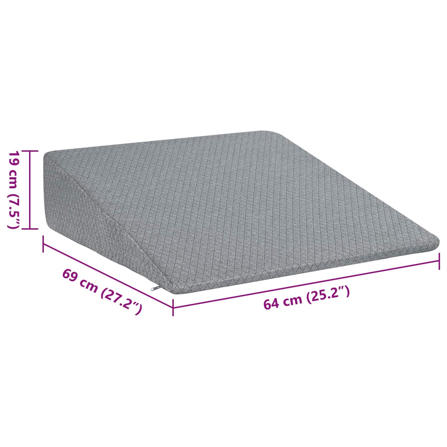 Wedge Kussen Effen Grijs 69 x 64 x 19 cm Traagschuim