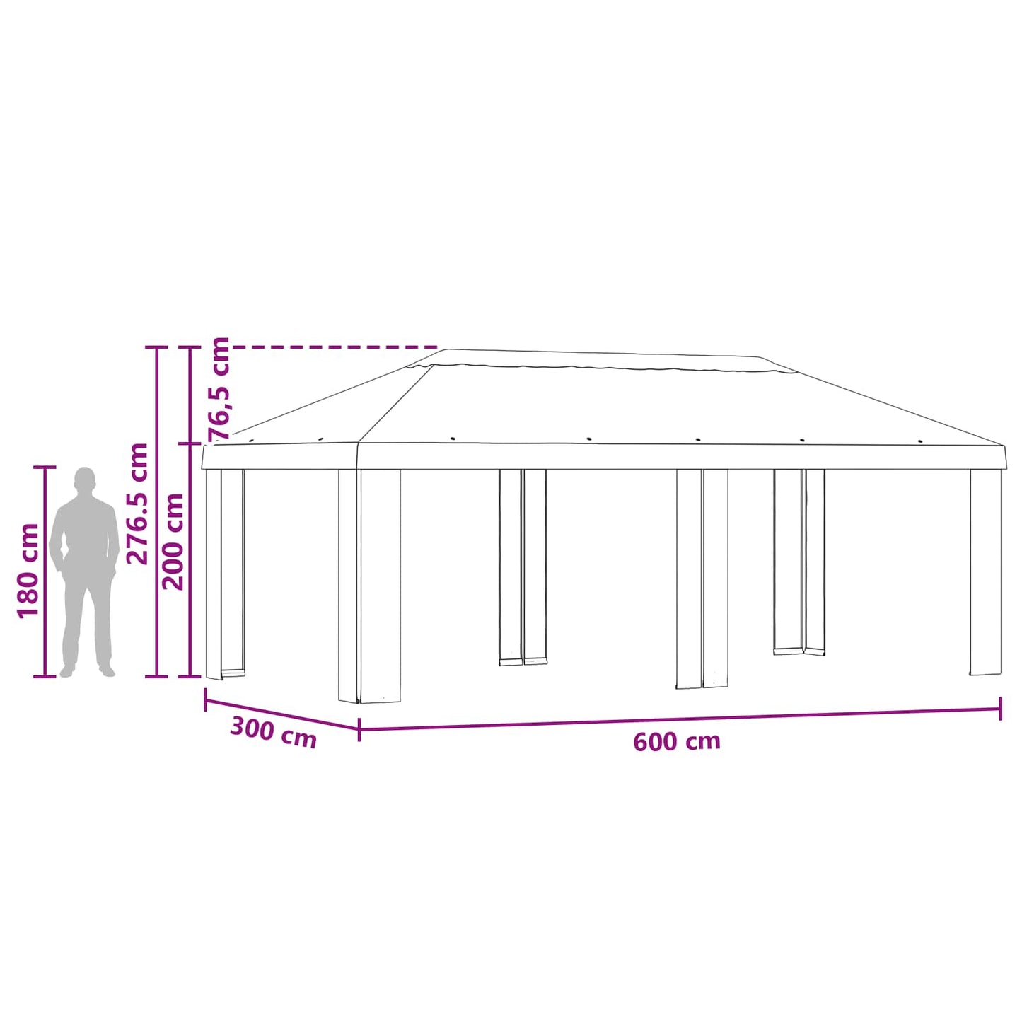 Paviljoenhoes 6 x 3 m Bruin Polyester 190 gsm