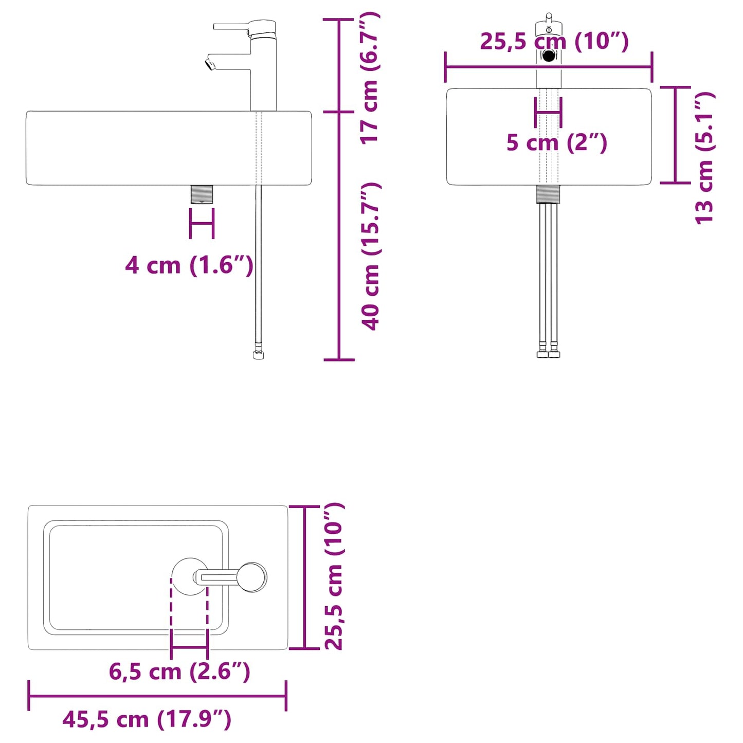 Badkamermeubel met kraan Sonoma Eiken 45,5 x 25,5 x 84 cm