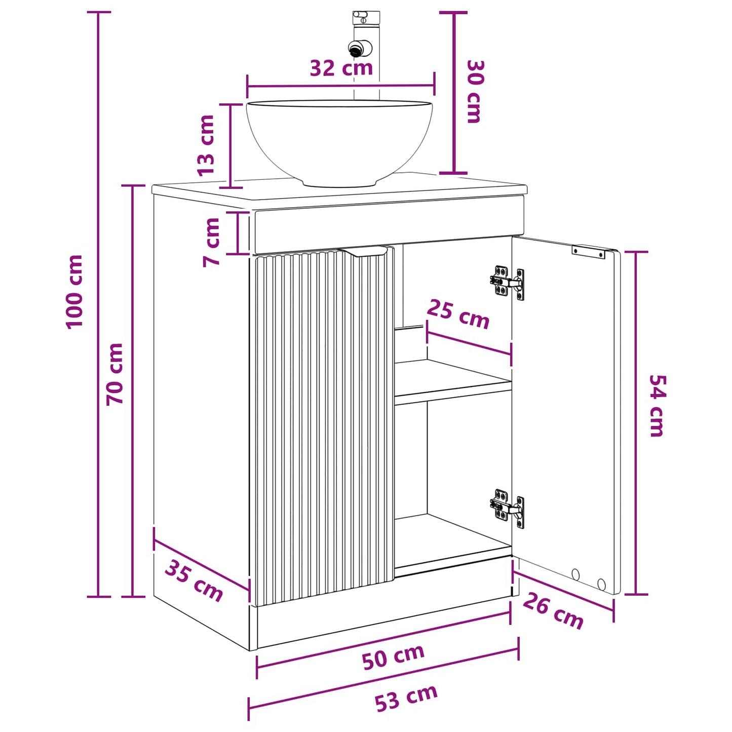 Badkamermeubel met Wasbak Wit 54 x 35 x 83 cm Bewerkt hout