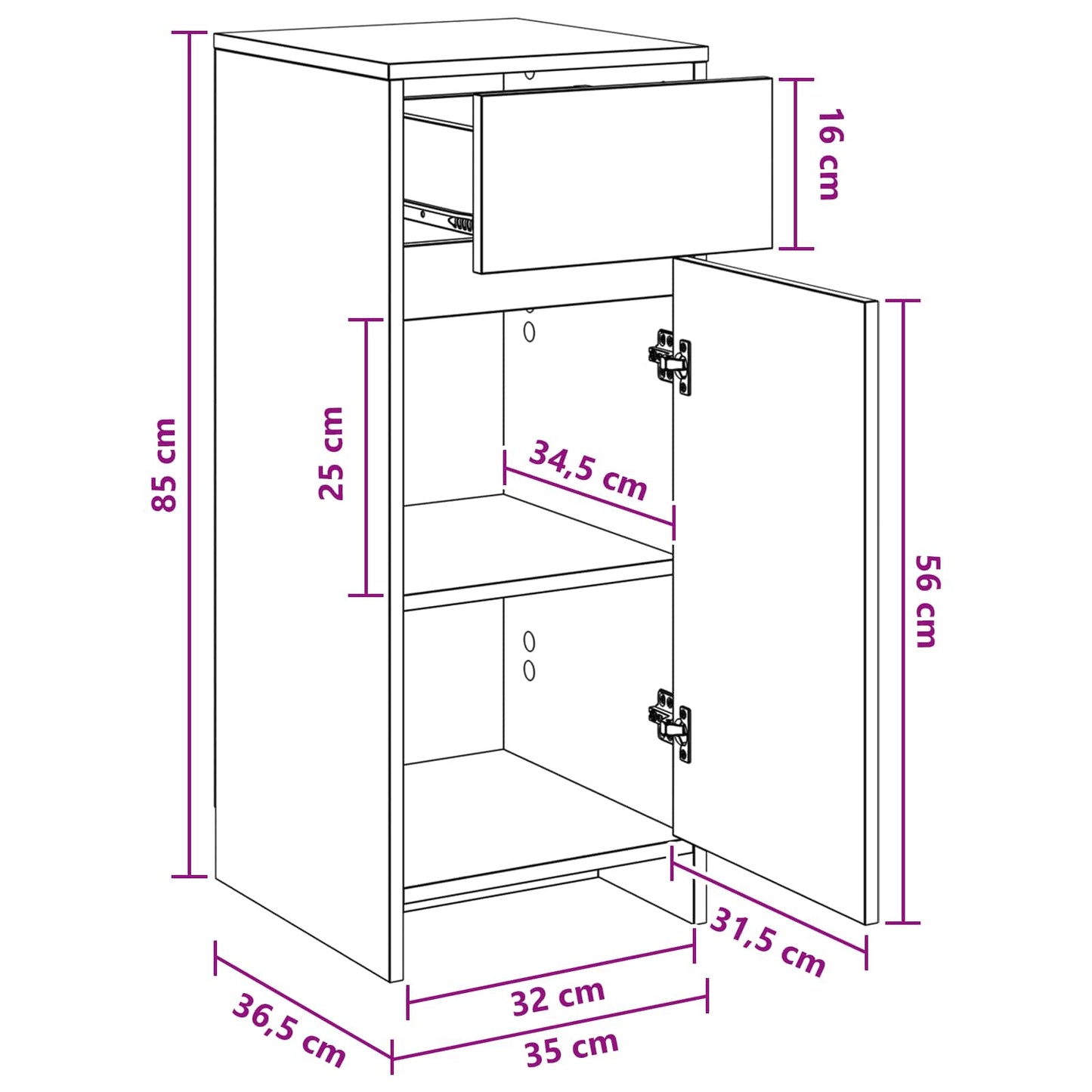 Badkamerkast Oud hout 35 x 36,5 x 85 cm Bewerkt hout