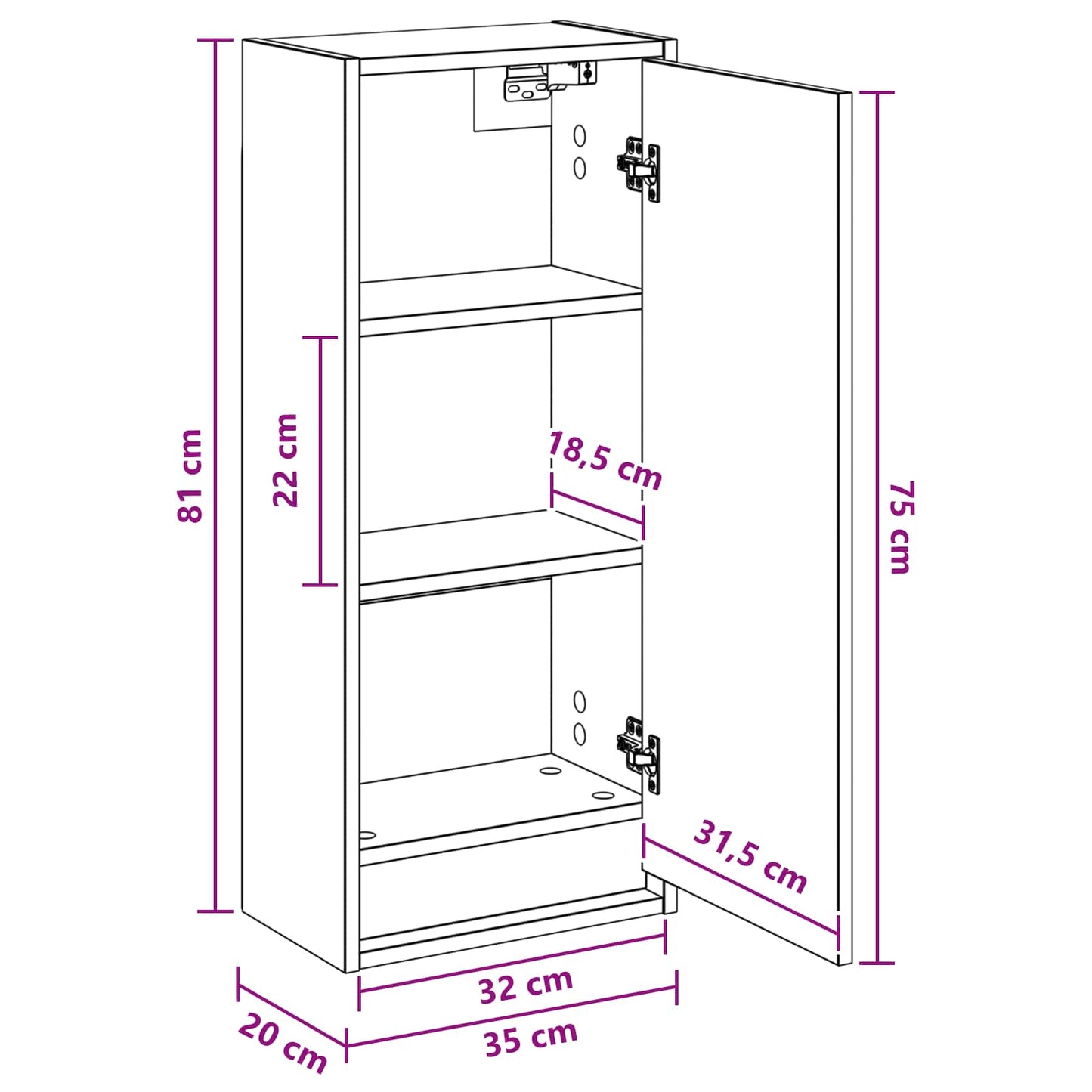 Wandgemonteerde wastafelmeubel Betongrijs 35 x 20 x 81 cm