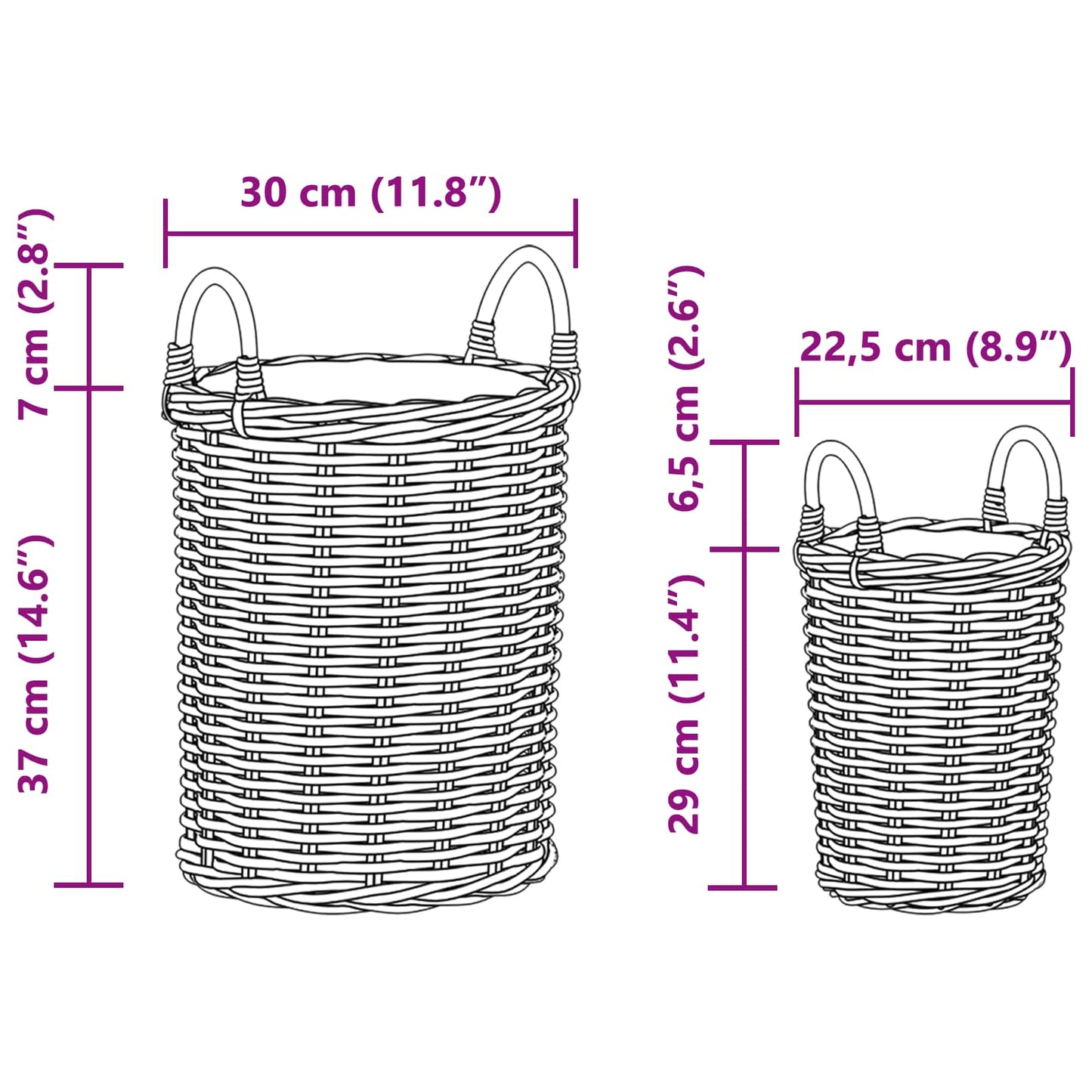 Plantmand met opslag 2 pcs Bruin Kubu Rattan