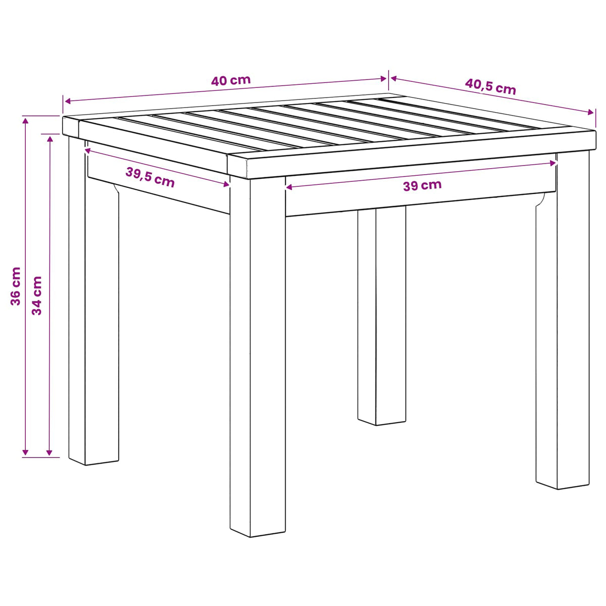 Salontafel Naturel 40 x 40,5 x 36 cm Massief Acaciahout
