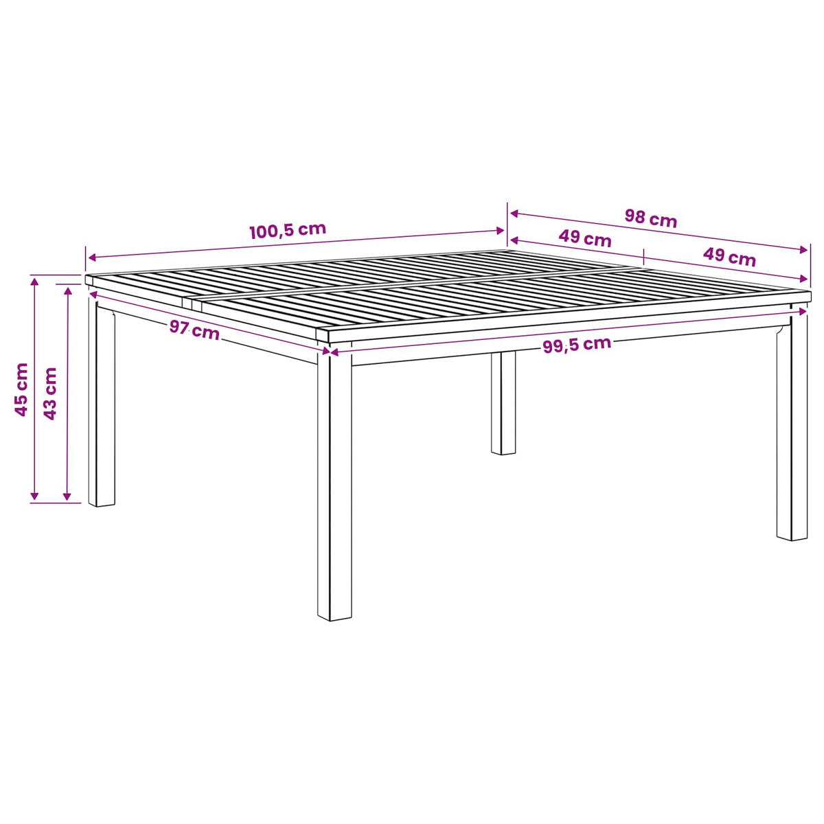 Salontafel Naturel 100 x 100,5 x 45 cm Massief Acaciahout