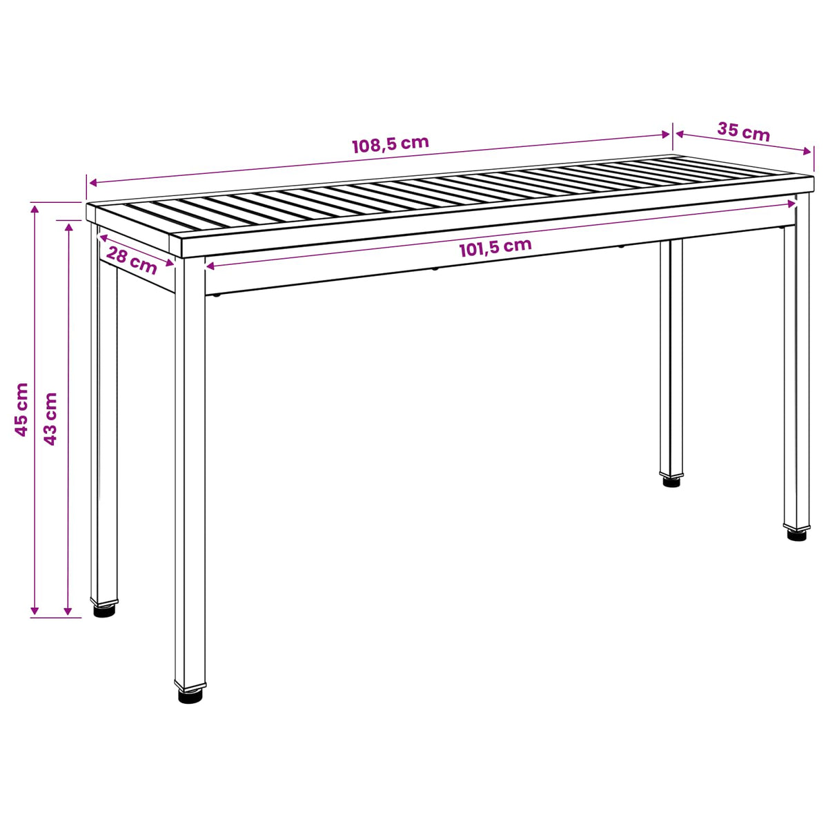 Tuinbank 108,5 x 35 x 45 cm Massief Acaciahout Rechthoekig