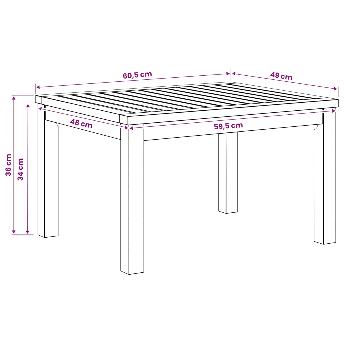 Salontafel Wit 50 x 60,5 x 36 cm Massief Acaciahout