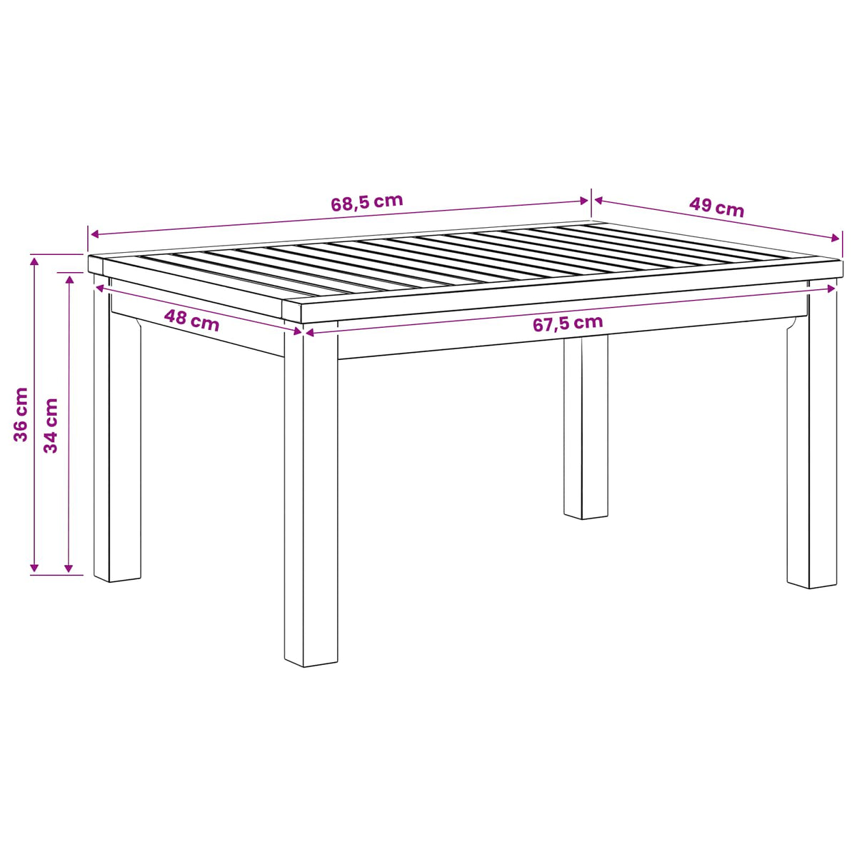 Salontafel Wit 50 x 68,5 x 36 cm Massief Acaciahout