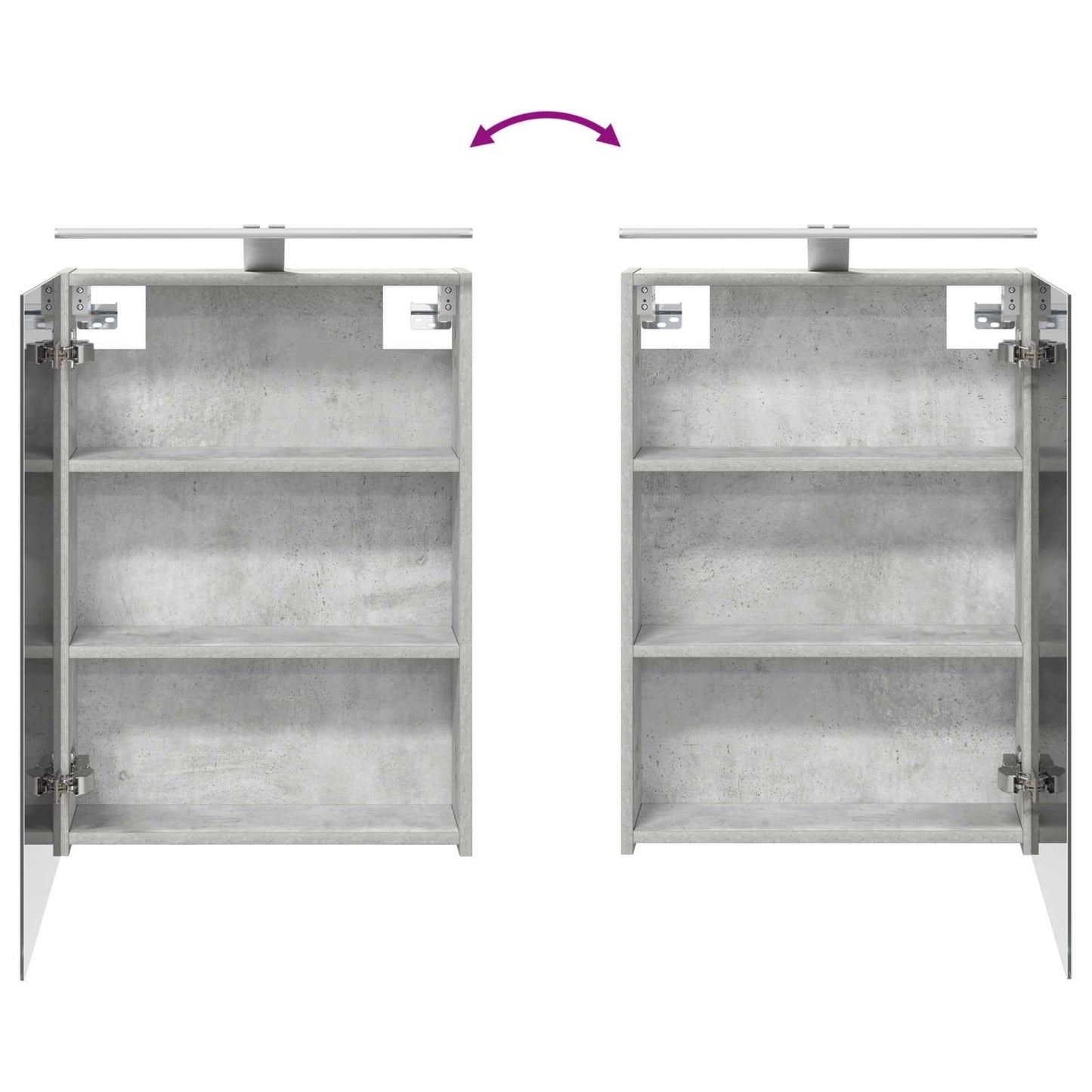 Badkamer spiegelkast Beton Grijs 50 x 14,5 x 70 cm Bewerkt hout