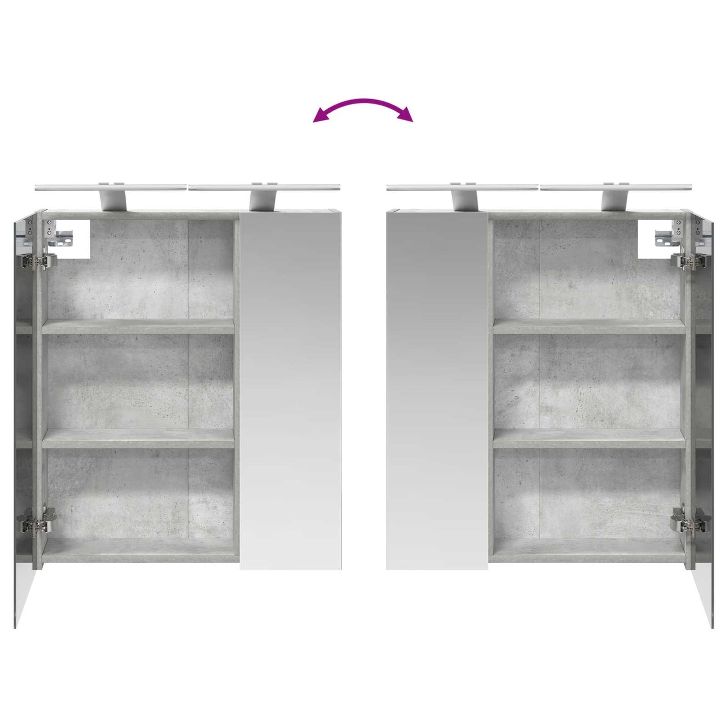 Badkamer spiegelkast Beton Grijs 60 x 14,5 x 70 cm Bewerkt hout