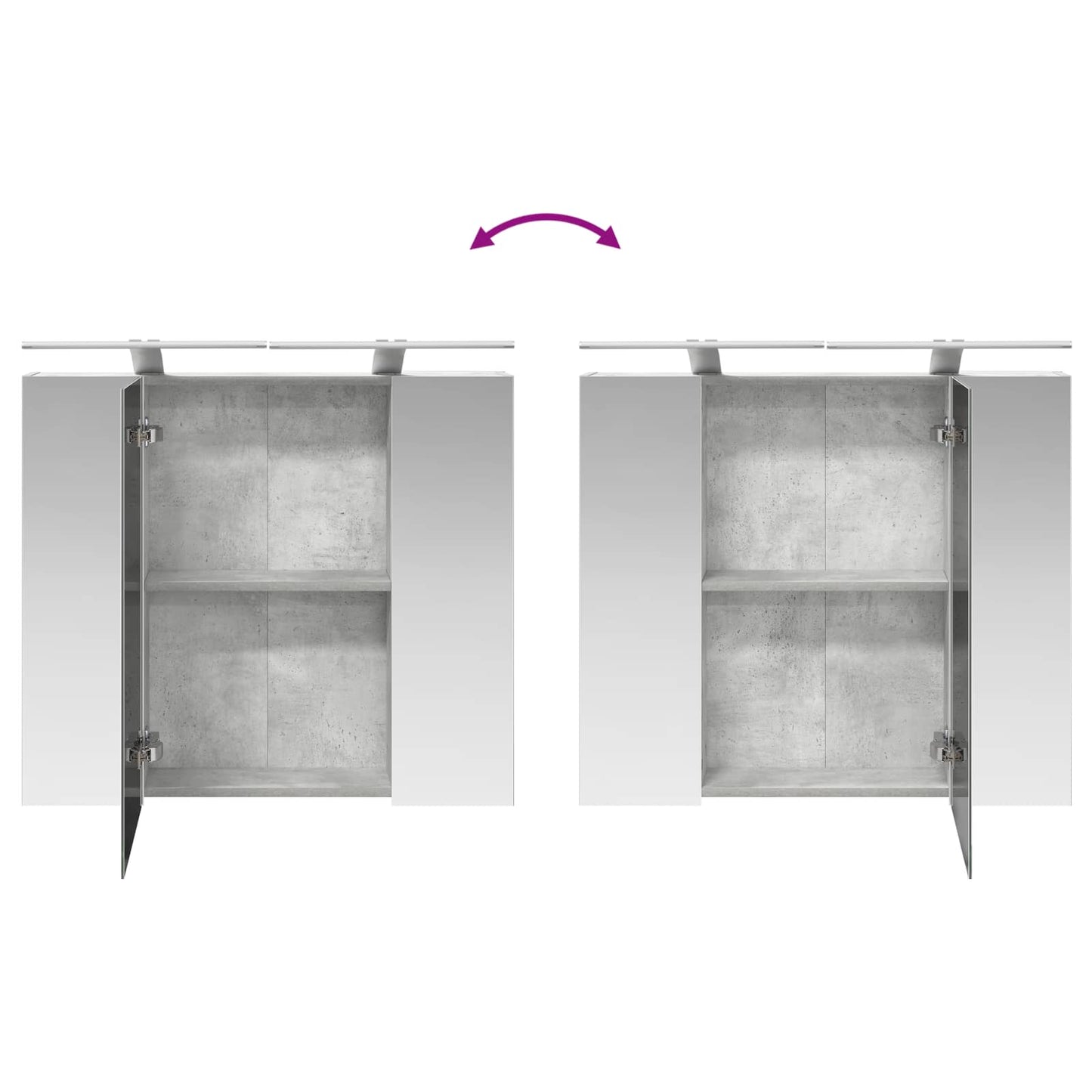 Badkamer spiegelkast Beton Grijs 80 x 14.5 x 70 cm Bewerkt hout