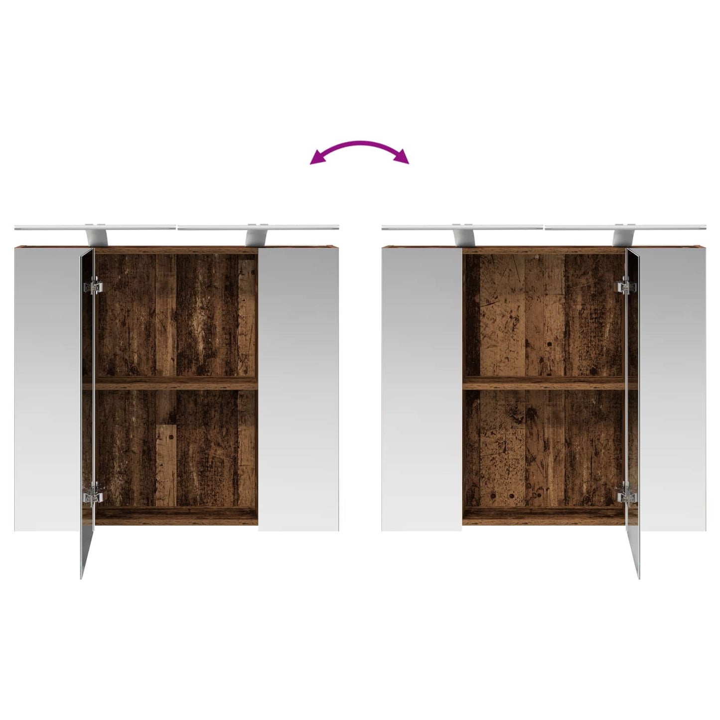 Badkamer spiegelkast Oudhout 80 x 14.5 x 70 cm Bewerkt hout