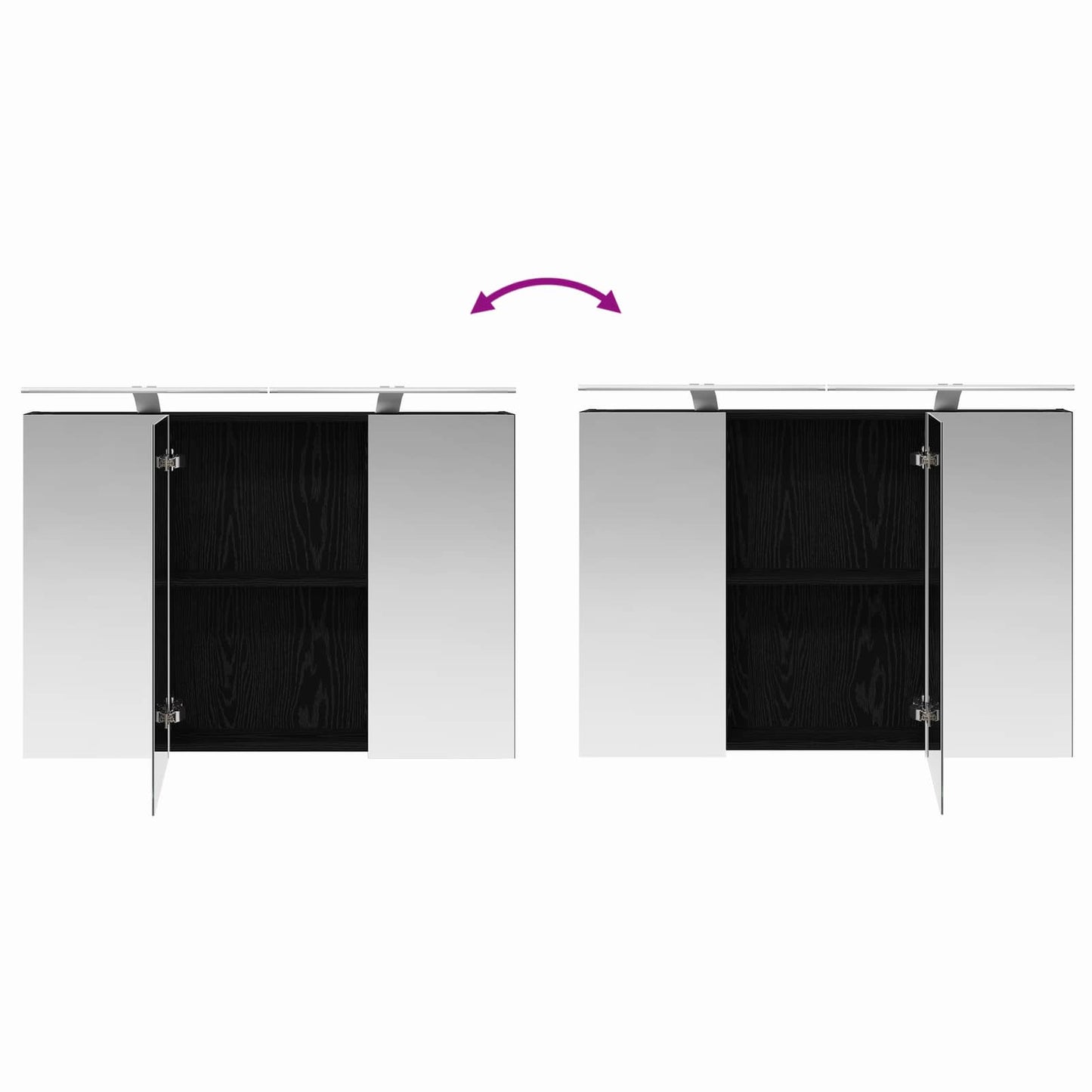 Badkamer spiegelkast met plank Zwart Eiken 100 x 14,5 x 70 cm