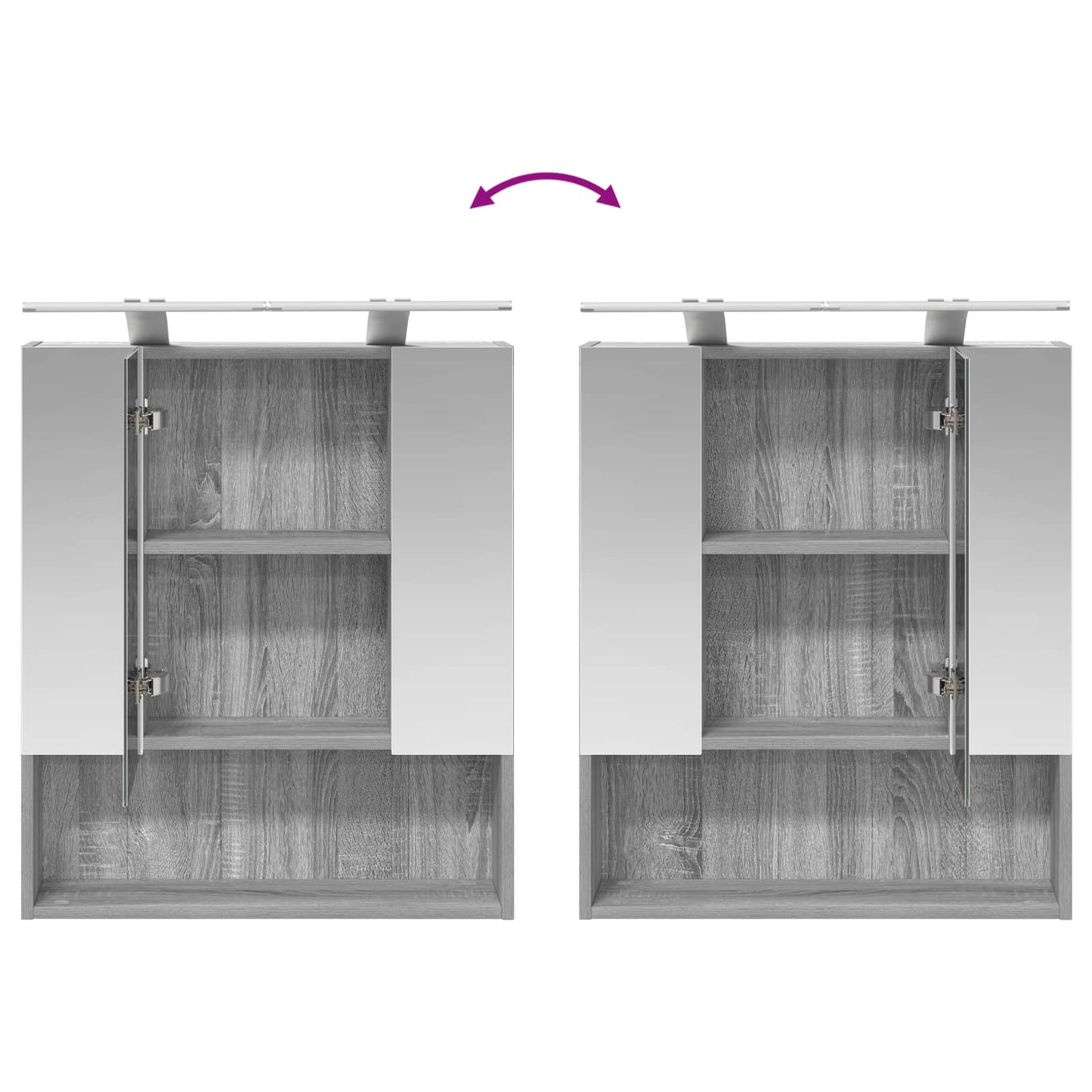 Badkamer spiegelkast met plank Grijs Sonoma 60 x 14.5 x 70 cm