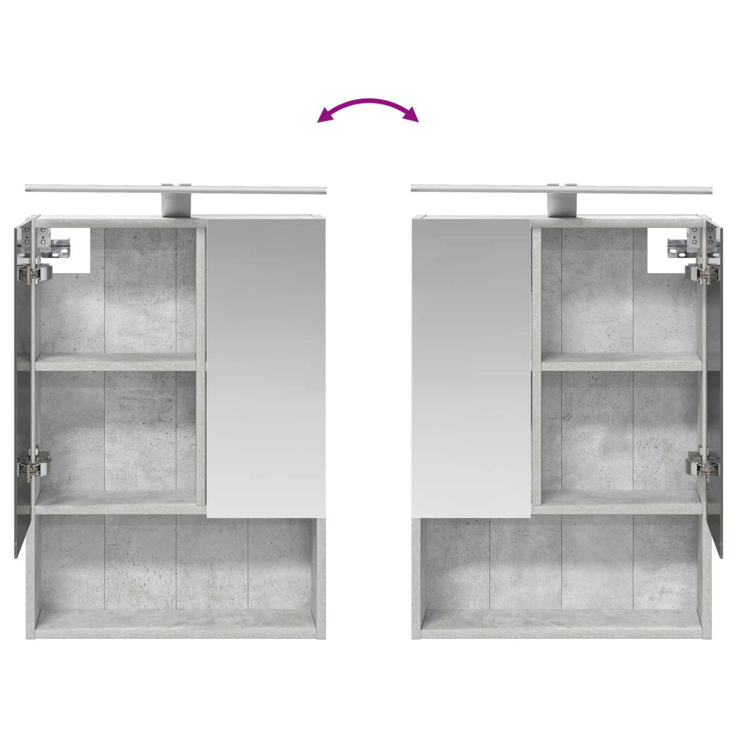 Badkamer spiegelkast Beton Grijs 50 x 14,5 x 70 cm Bewerkt hout