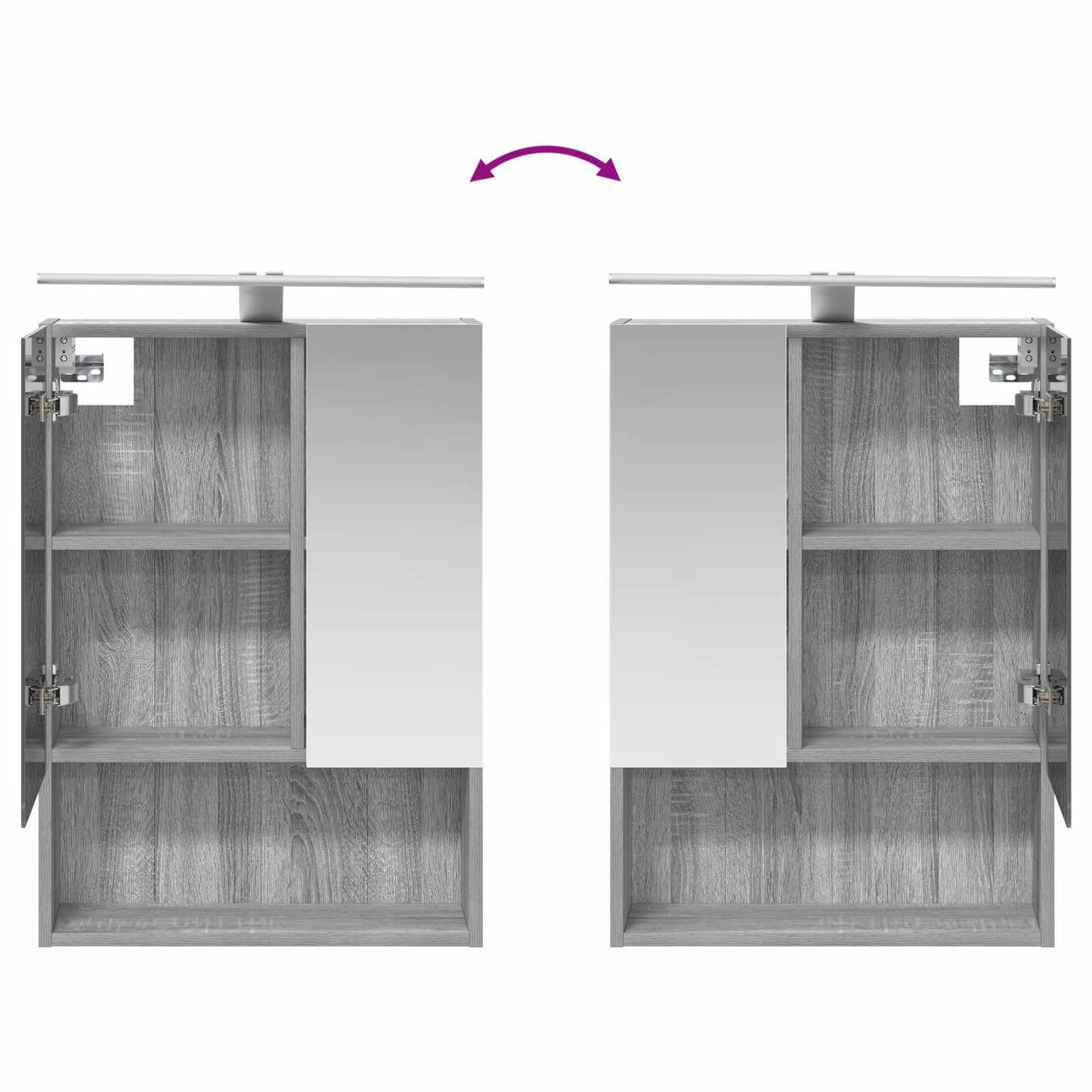 Badkamer spiegelkast met plank Grijs Sonoma 50 x 14,5 x 70 cm