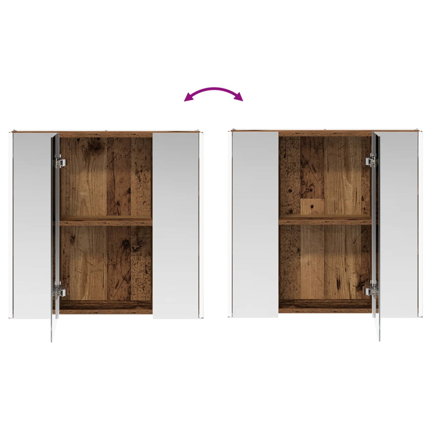 Badkamer spiegelkast Oudhout 63,5 x 15,5 x 60,5 cm Bewerkt hout