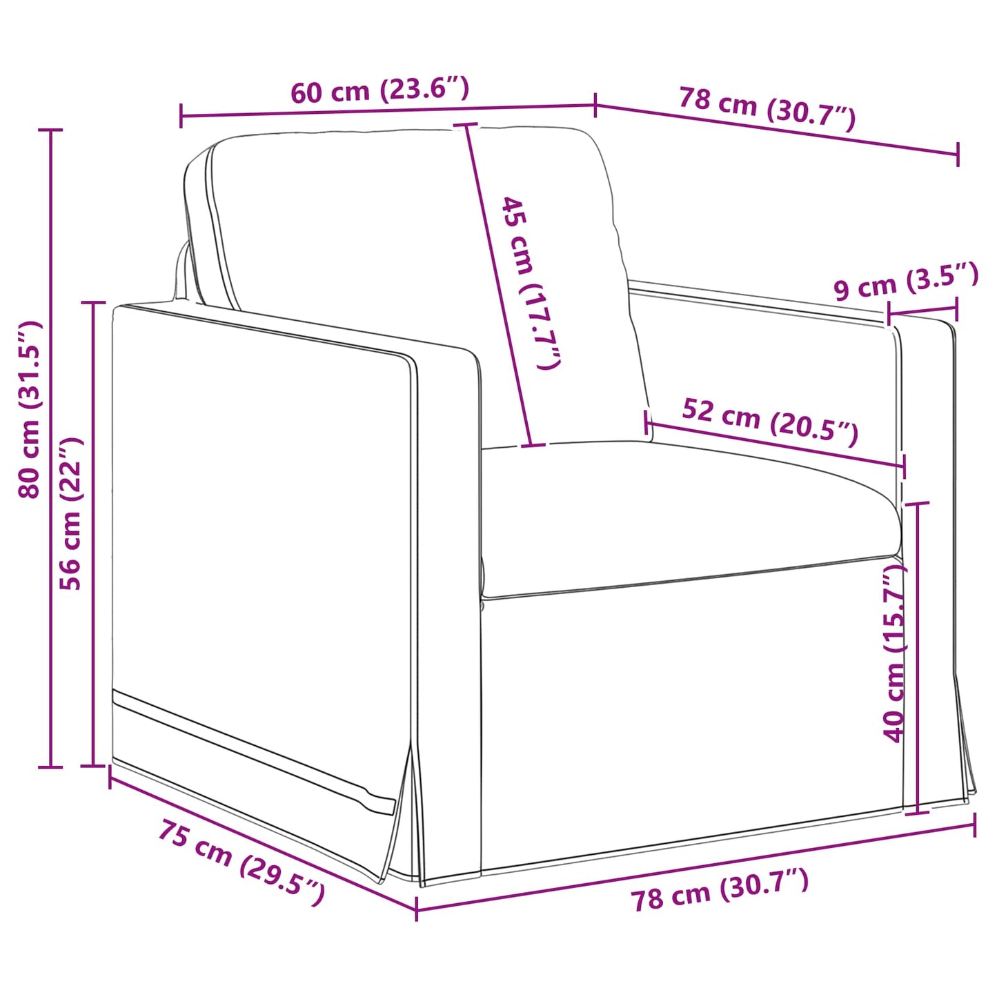 Bank Lichtgrijs Totale afmetingen: 78 x 78 x 80 cm (B x D x H)